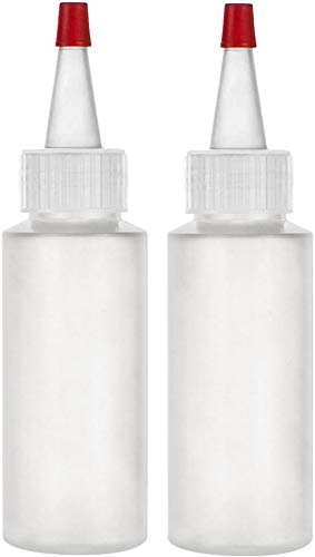 Applicator Bottles with Red Top Cap, Squeeze 2 OZ Empty Plastic Bottles, Refillable - Multi Purpose (Pack of 2)