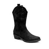  Procity Damen Cowboy Stiefel Bikerboot Westernstiefel für Damen mit dem Blockabsatz Midnight 41