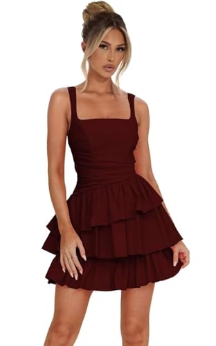 Tiered Homecoming Dresses for Teens 2025 Layered HOCO Dresses Square Neck A Line Short Dresses IMC079