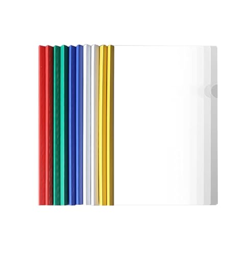 10Pcs Clear Report Covers with Sliding Bar,Plastic Binder Paper Protector,A4 Size File Folder Document Binder Organizer 5 Colors