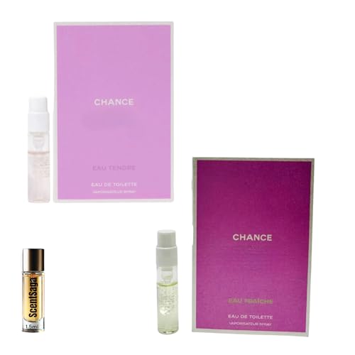 LuxeBlend Set 2 Perfume Women Sample Spray Vial 0.05fl.oz./1.5ml each. Scent Fresh Fuity Floral Chance Eau Tendre EDT/CHANCE Eau Fraiche EDT. Your pruchase includes a sample from ScentSaga