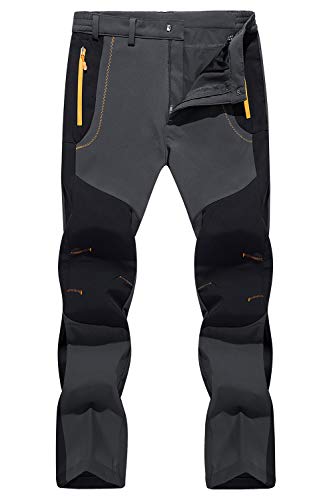 TACVASEN Men's Pants-Outdoor Waterproof Fishing Hunting Stretch Pants, Dark Gray, 30