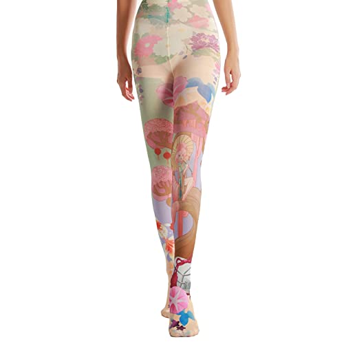 Image of Sahabowi Women Tights, Sheer High Waist Pantyhose, Vintage Control Top Stockings, Siwa opaque print1