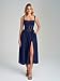KUTUMAI Floral Corset Midi Dress Flowy Slit Summer Spring Wedding Guest Dresses for Women Sundress with Pockets Navy L