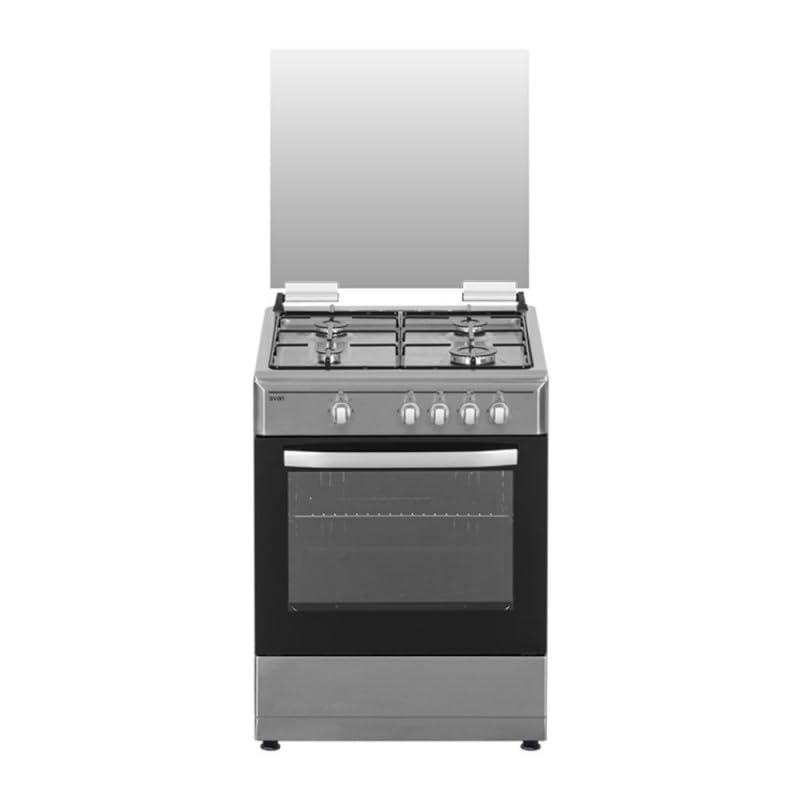 Svan Cocina Mixta gas Butano 4 Zonas Inox SKMW4600X. Quemador WOK triple llama, Kit Conversión Gas Natural, Acabado en