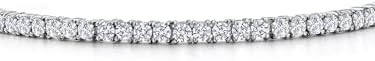 Sparkling round lab grown diamond tennis bracelet displayed beautifully.