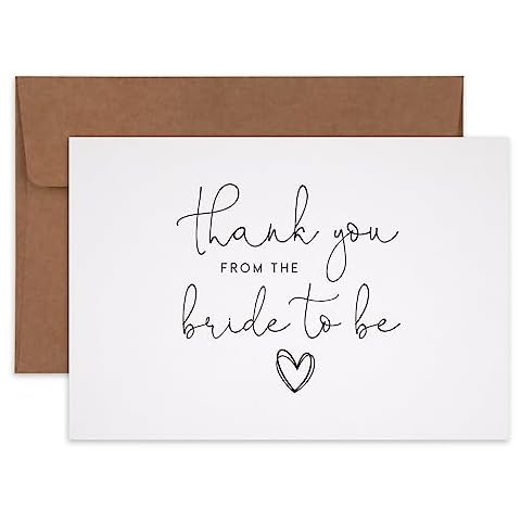 All Ewired Up Thank You From The Bride To Be Heart Cards with Kraft Envelopes, Box of 30, Folded, Tented, Bulk, Wedding, Bridal Shower, Bachelorette Party, Hen's Night, Rehearsal Dinner Cover