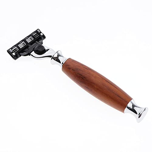 Cepillo de barba para evitar tirones con mango largo de madera marrón 4