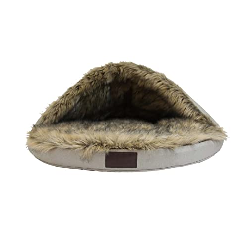 Kentucky Horsewear - Hundebett Igloo - Kunstfell - Leinenmuster - S - 65cm