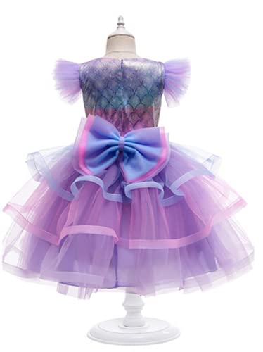 Yalla Baby Girls Purple Princess Dress Costume for Kids Dress Up with Free Accessories - 90-140 cm 3-12 Years Birthday Party Cosplay Outfits