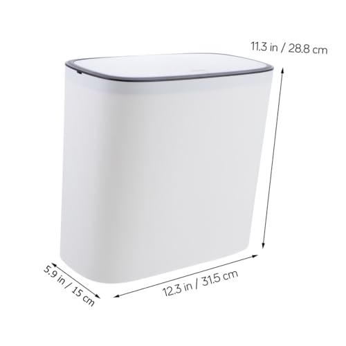 Caneca de basura rectangular blanca con tapa miniatura 2