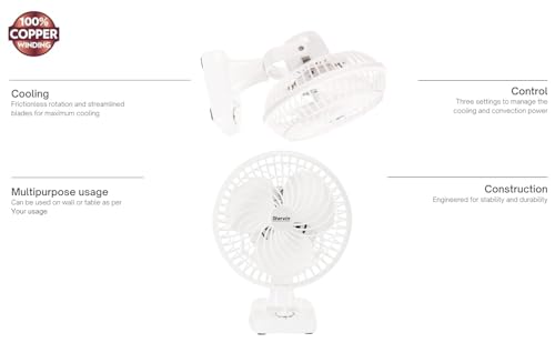 Image of STARVIN Portable 6 Inch Table Fan with 3 High-Speed Mode Air Circulation Desk Fan with Adjustable Tilt, Compact & Lightweight Design | Low Noise Personal Fan for Home, Office & Study (White)