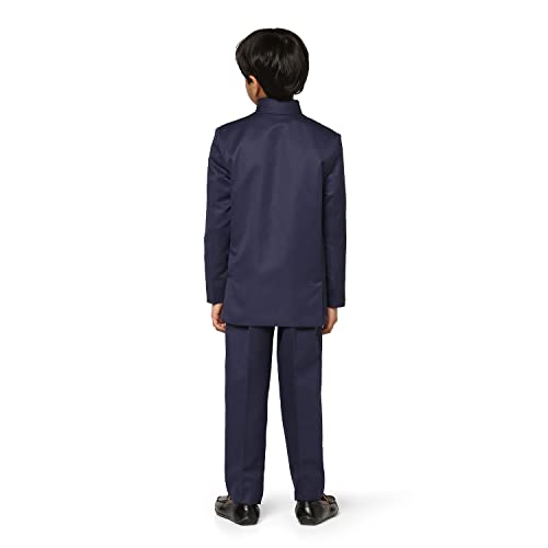 Image of TAHVO Boys Cotton Blend Solid Bandhgala Regular Fit Blazer