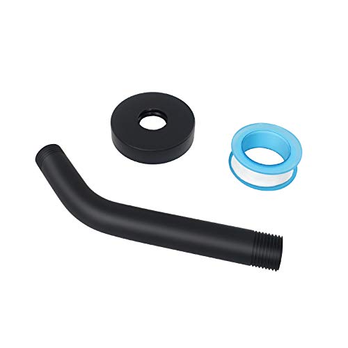 Nearmoon Shower Arm + Flange + Teflon Tape, Made Of 304 Stainless Steel, Shower Head Extension Extender Pipe Arm, Wall-Mounted For Fixed Bathroom Shower Head, Never Rust (6 Inch, Matte Black) #TOP3