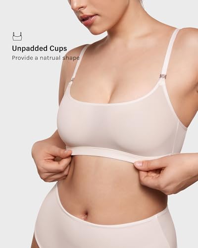 Image of INLYRIC Women's Cosnufy Sheer Bralette - Cami Mesh Unlined No Padding See Through Wirefree Bralettes Pullover