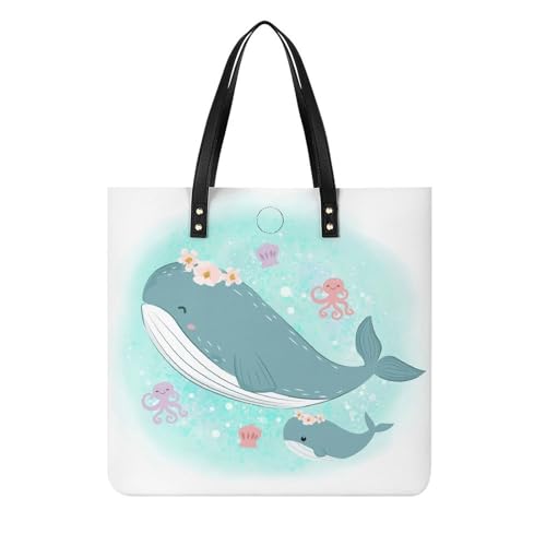 Sac tote bag baleine pour femmes grand cabas de voyage 39x39cm
