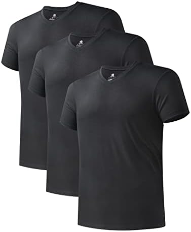 DAVID ARCHY Men's Undershirt Bamboo Rayon Moisture-Wicking T-Shirts Stretch V-Neck Tees for Men, 3-Pack (L, Black)