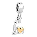 QueenCharms Initial A-Z Letter Charm Golden Heart Alphabet Dangle Beads for Bracelets & Necklaces (L