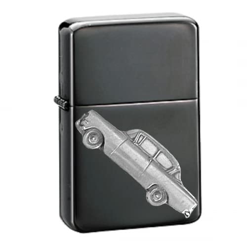 Briquet à essence noir Olympia RéfA22 au design relief 3D effet étain brossé