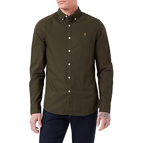 Farah Mens Long Sleeve Shirt Dark Green M Cover
