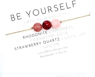 Natural Crystal Bracelet, 8mm Gemstone Beads, Adjustable Crystal Bracelet for Women or Men (Be Yourself)