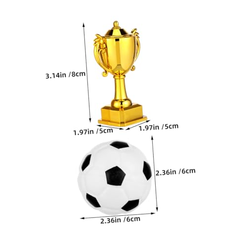 Gatuida 5 juegos de decoración de trofeos de fútbol mini de plástico dorado 2