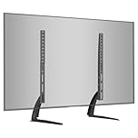 BONTEC Universal Table Desk Pedestal TV Stand for 22-65" LCD/LED TVs, VESA 50x50mm to 800x400mm, Max 50kg Weight Capacity, Adjustable Height, Space-Saving Design, Black