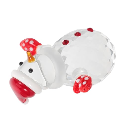 MALUGOGO Figura de muñeco de nieve en miniatura de cristal, hecha a mano, escultura detallada, decoración de Navidad para casa de muñecas, adorno de jardín