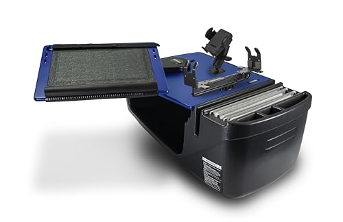 Bureau avant de voiture avec support téléphone et imprimante AutoExec bleu réglable