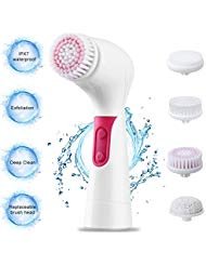 Face Brush，Facial Cleansing Brush Facial Brush Spin Waterproof Gentle Exfoliation Removing Blackhead for Deep Clean Massager All Skin Types Exfoliating Brush Face Scrubber system (Face brush white1)