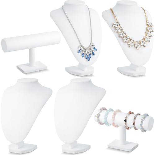 6 pcs jewelry display set with necklace busts and bracelet holders