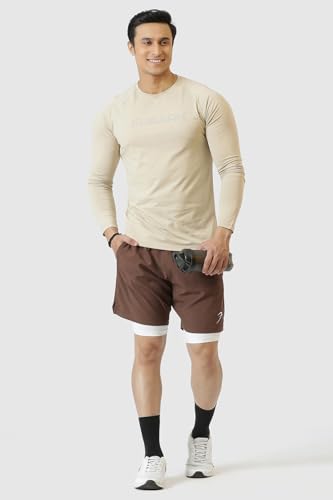 Image of FUAARK Double Layer 2 in 1 Sports Shorts with Inner Tights for Men Gym Tight Short with Pocket