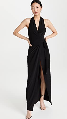 Norma Kamali Women's Halter Wrap Straight Gown, Black, L #TOP4