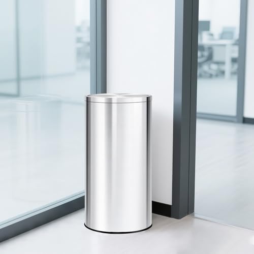 Caneca de basura de acero inoxidable 70 L con tapa abatible miniatura 5