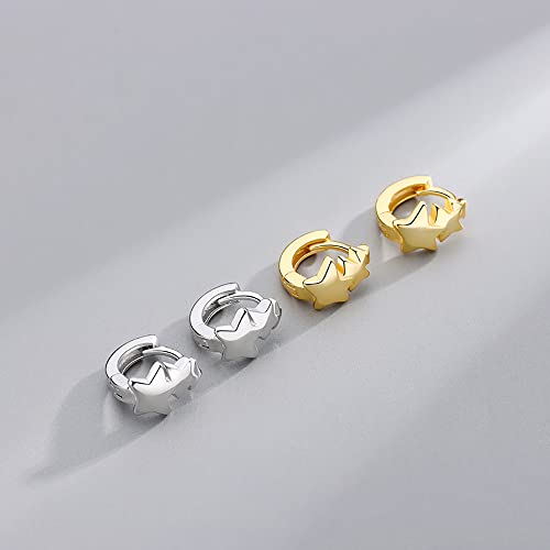 Cute Stars Tiny Small Hoop Earrings 925 Sterling Silver Lucky Star Cartilage Wrap Cuffs Mini Huggie Hoops Sleeper Earring Fashion Jewelry Gifts Hypoallergenic4