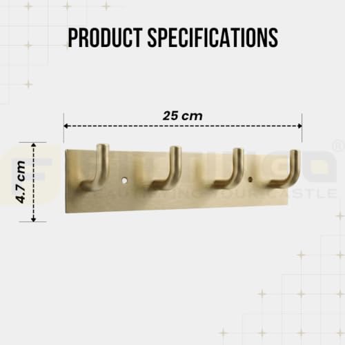 Image of Stainless Steel 4 Hook Cloth Hanger for Door /Dress Hanger Wall Mount /Bathroom Hooks for Hanging Clothes (Antique) Pack of 1-| 3 Years Warranty |