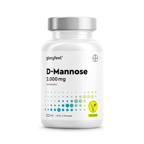 D-Mannose hochdosiert 2000mg - reine D Mannose pro Tagesportion - 180 Kapseln aus pflanzlicher Quelle - vegan laborgeprüft & ohne Zusätze in Deutschland entwickelt
