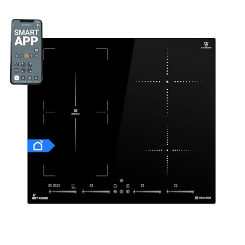 KKT KOLBE Induktionskochfeld 60 cm | Autark | 7,4 kW | 4 Zonen | 9 Stufen | Rahmenlos | Schnellaufheizung | BBQ-Funktion | Touch Slider | Smart WiFi App WLAN | IND5901HC