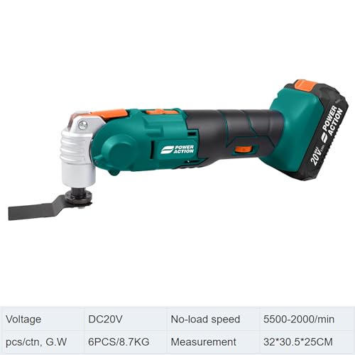 Image of Sulfar Power Action Cordless Multi-Function Saw Quick Change Accessory System, Adjustable Variable Speed for Wood, Metal, Plastic, Ceramic (CMFS20)