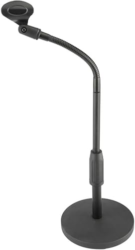 Soporte telescópico de micrófono de cuello de cisne de escritorio, ajustable de 12 a 18  de altura con brazo flexible de 6 pulgadas, base pesada de