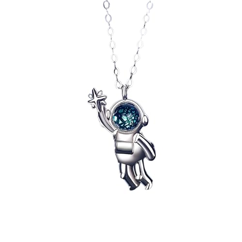 Collier planète en argent 925 massif et son pendentif astronaute aux finitions soignées