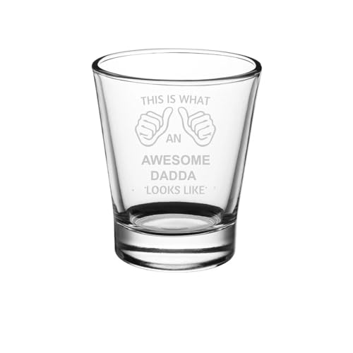 CustomGiftsNow This Is What An Awesome Dadda Looks Like 3 oz. Laser Engraved Premium Shot Glass - Personalized Dessert/Espresso Glass