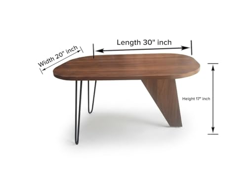 Image of REDWOOD Modern Coffee Table | Engineered Wood Top with Geometric Support & Sleek Metal Hairpin Legs | Modern Center Table for Living Room, Lounge & Apartment Furniture | Columbian Walnut & Black