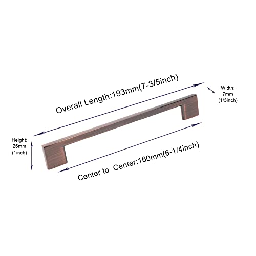 Harpoon Cabinet Handles, 6.3 Inch 160Mm Screw Spacing, Modern Cabinet Hardware, 10 Packs Red Antique Copper #TOP1
