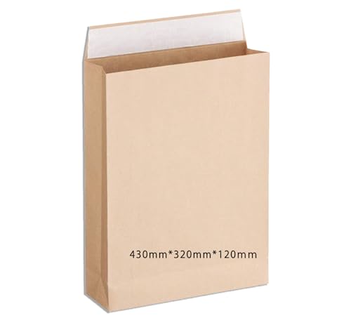 宅配袋 超大LL 縦430mm*横320mm*マチ120mm ベロ部分60mm 20袋 58g/枚 120g未晒クラフト紙宅配紙袋 マチ付き テープ付き 厚手 無地 茶色 宅急便紙袋 角底袋 梱包資材 梱包 梱包紙袋 ゆうパケット発送用角底袋 業務配送梱包
