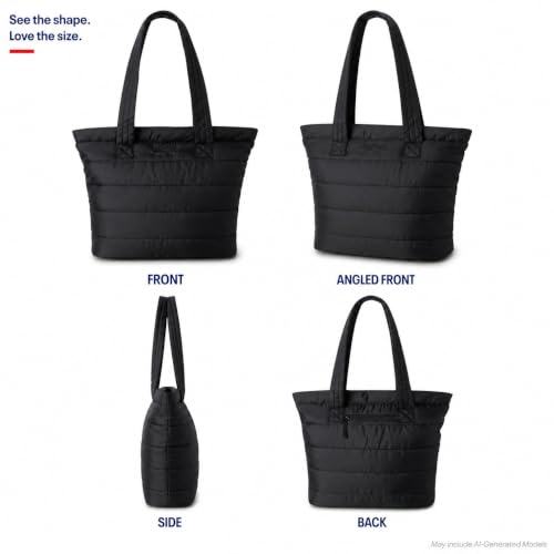 Image of Reebok Womens Tote Bag - Lightweight Carry On Puffer Quilted Tote Bag for Travel Work Travel and Daily Essentials
