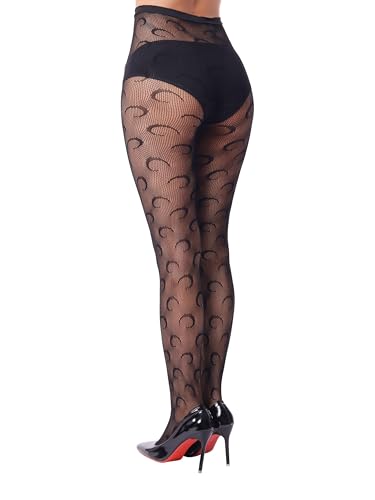 Sacina Gothic Black Crescent Moon Tights, Lace Stockings, Gothic Y2k Aesthetic 80s 90s Accessories2