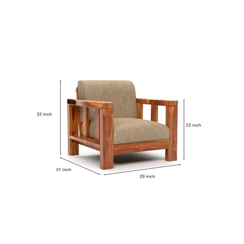 Image of Solid Sheesham Wood 5 Seater Sofa Set (3+1+1) for Living Room | Stylish & Durable 5 Seater Sofa for Home & Office Furniture (Evans Honey, 5 Seater)