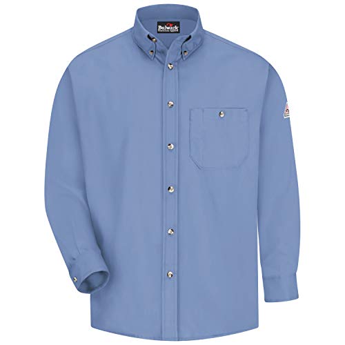 Bulwark Flame Resistant 5.25 oz Cotton Dress Shirt, Light Blue, 2X Large