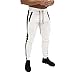 evzosrz Mens Joggers Sweatpants Stripe Slim Fit Workout Training Gym Joggers Fashion Pants Streetwear Bottoms with Pockets White